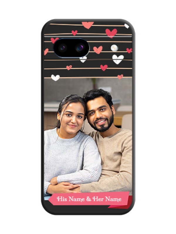 Custom Love Pattern with Name on Pink Ribbon on Photo On Space Black Custom Soft Matte Mobile Back Cover - Google Pixel 8A 5G