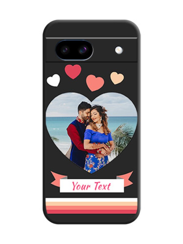 Custom Love Shaped Photo with Colorful Stripes On Space Black Custom Soft Matte Mobile Back Cover - Google Pixel 8A 5G