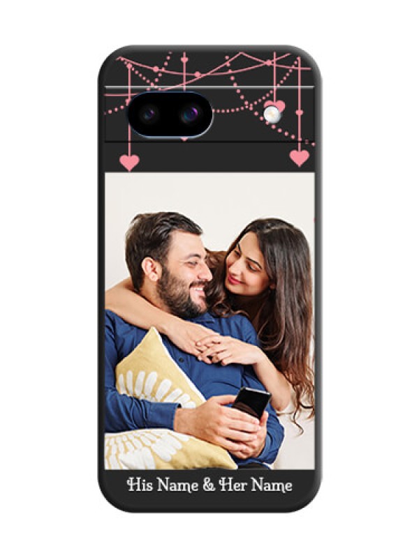 Custom Pink Love Hangings with Text On Space Black Custom Soft Matte Mobile Back Cover - Google Pixel 8A 5G