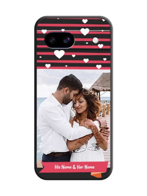 Custom White Color Love Symbols with Pink Lines Pattern On Space Black Custom Soft Matte Mobile Back Cover - Google Pixel 8A 5G