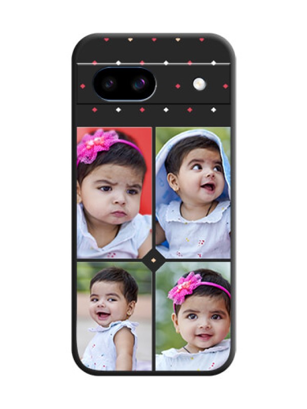 Custom Multicolor Dotted Pattern with 4 Image Holder On Space Black Custom Soft Matte Mobile Back Cover - Google Pixel 8A 5G