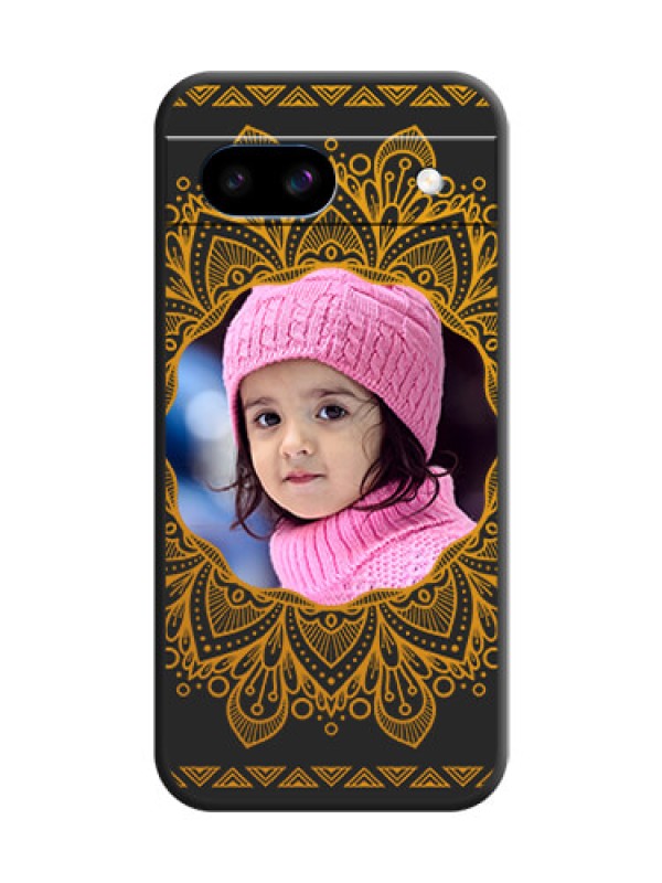 Custom Round Image with Floral Design On Space Black Custom Soft Matte Mobile Back Cover - Google Pixel 8A 5G