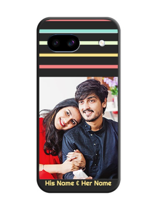 Custom Color Stripes with Photo and Text on Photo On Space Black Custom Soft Matte Mobile Back Cover - Google Pixel 8A 5G