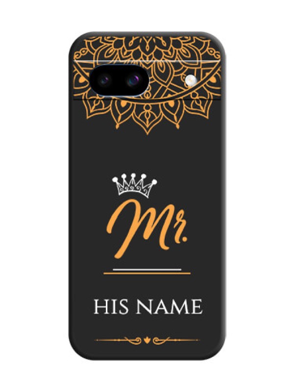 Custom Mr Name with Floral Design On Space Black Custom Soft Matte Mobile Back Cover - Google Pixel 8A 5G