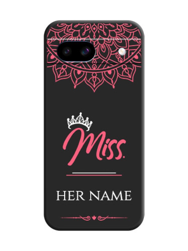 Custom Mrs Name with Floral Design On Space Black Custom Soft Matte Mobile Back Cover - Google Pixel 8A 5G