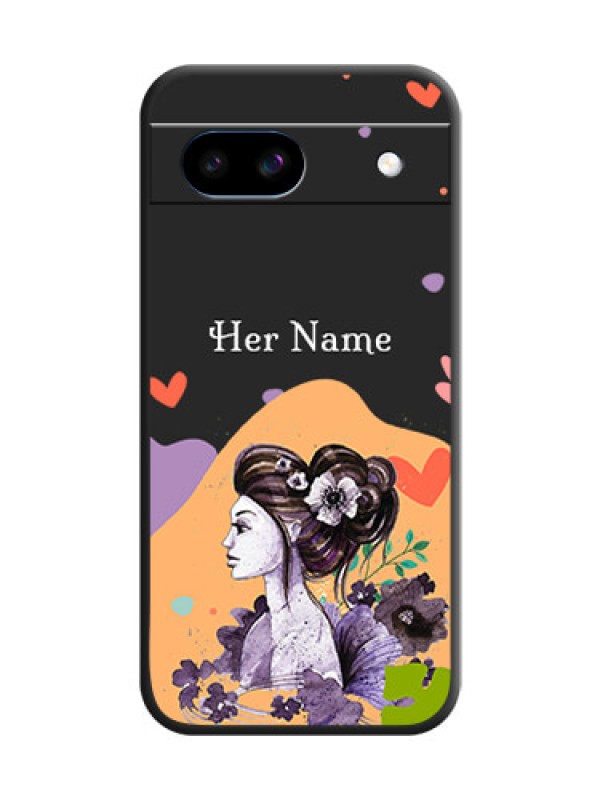 Custom Namecase For Her With Fancy Lady Image On Space Black Custom Soft Matte Mobile Back Cover - Google Pixel 8A 5G