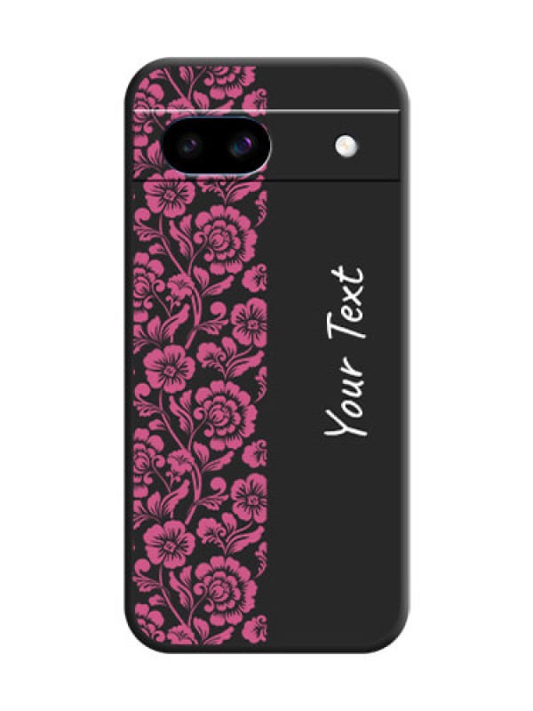 Custom Pink Floral Pattern Design With Custom Text On Space Black Custom Soft Matte Mobile Back Cover - Google Pixel 8A 5G