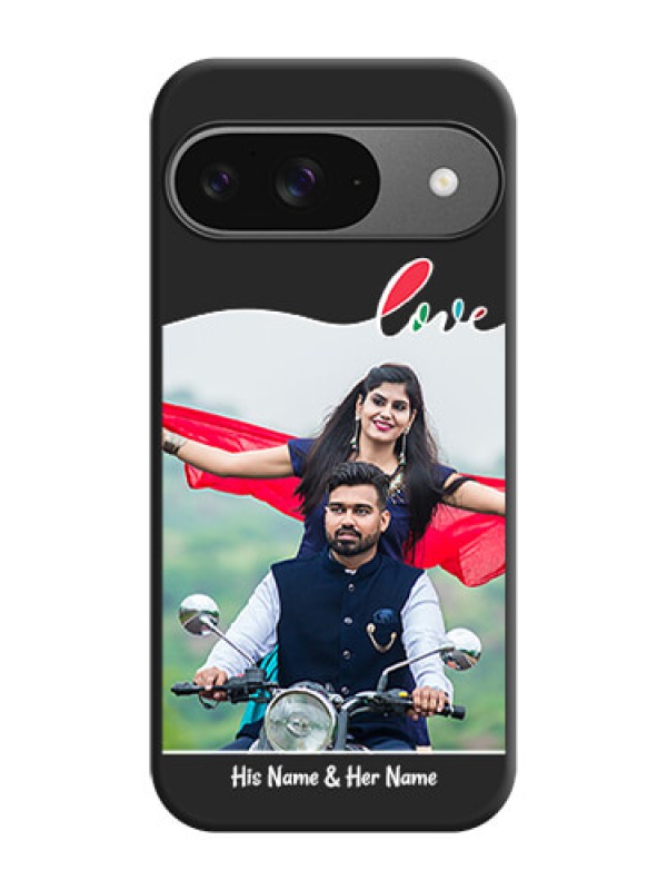 Custom Fall in Love Pattern with Picture on Photo On Space Black Custom Soft Matte Mobile Back Cover - Google Pixel 9 5G