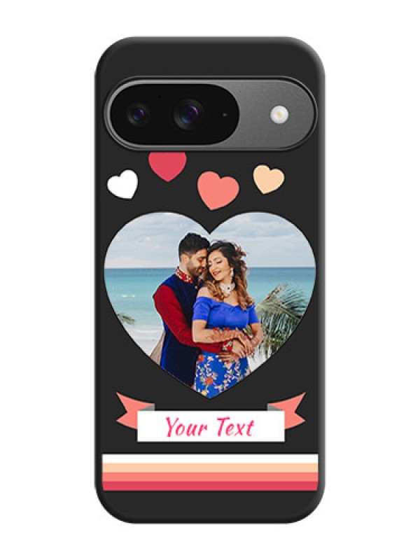 Custom Love Shaped Photo with Colorful Stripes On Space Black Custom Soft Matte Mobile Back Cover - Google Pixel 9 5G