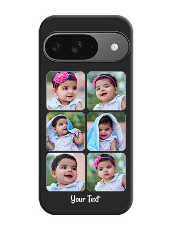 Custom Floral Art with 6 Image Holder on Photo On Space Black Custom Soft Matte Mobile Back Cover - Google Pixel 9 5G