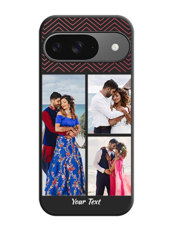 Custom Wave Pattern with 3 Image Holder On Space Black Custom Soft Matte Mobile Back Cover - Google Pixel 9 5G