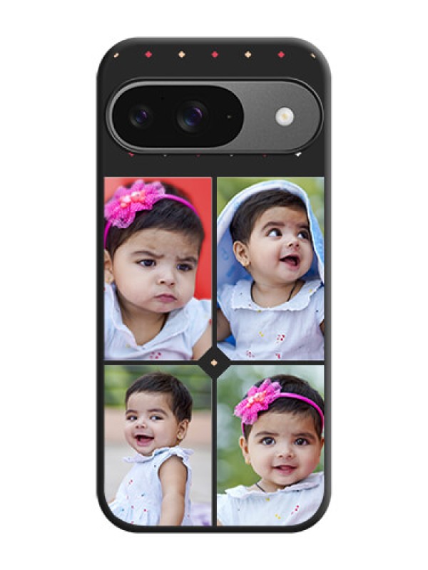 Custom Multicolor Dotted Pattern with 4 Image Holder On Space Black Custom Soft Matte Mobile Back Cover - Google Pixel 9 5G