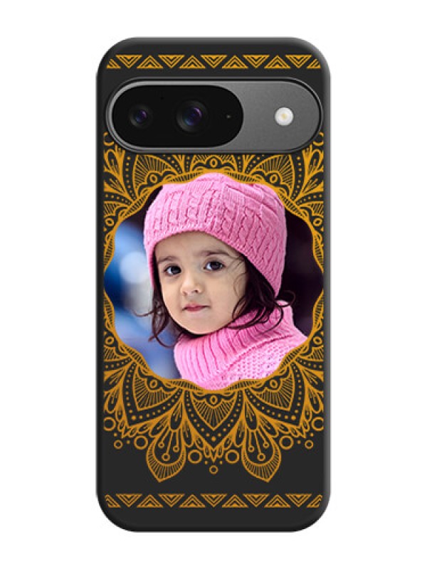 Custom Round Image with Floral Design On Space Black Custom Soft Matte Mobile Back Cover - Google Pixel 9 5G