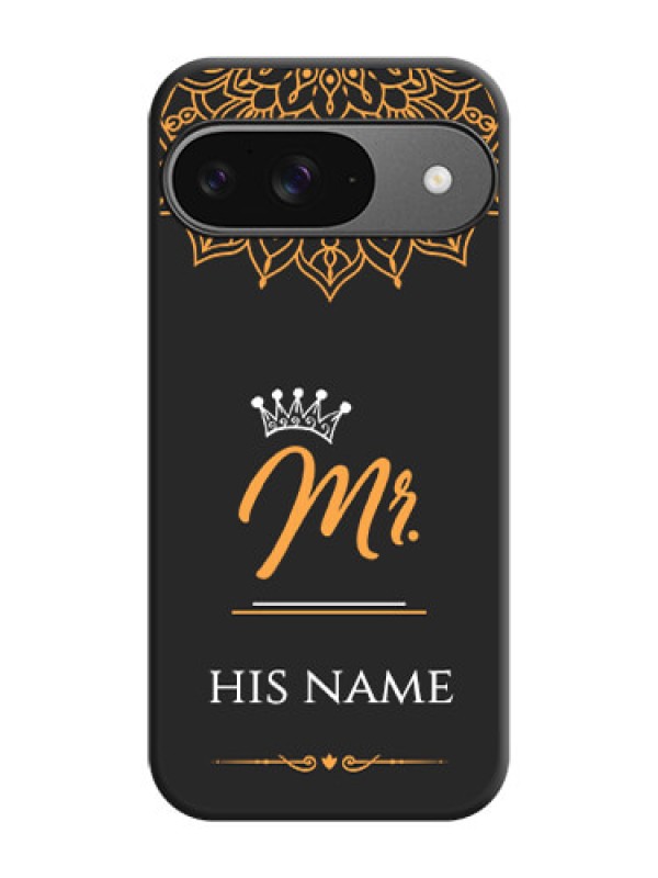 Custom Mr Name with Floral Design On Space Black Custom Soft Matte Mobile Back Cover - Google Pixel 9 5G