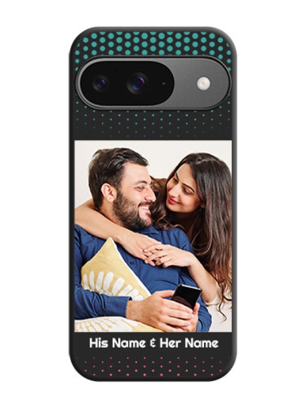 Custom Faded Dots with Grunge Photo Frame and Text On Space Black Custom Soft Matte Mobile Back Cover - Google Pixel 9 5G