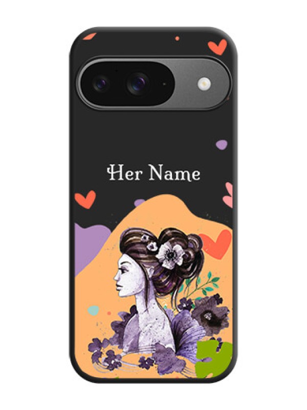 Custom Namecase For Her With Fancy Lady Image On Space Black Custom Soft Matte Mobile Back Cover - Google Pixel 9 5G