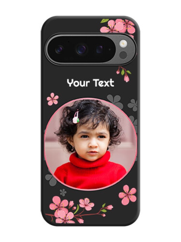 Custom Round Image with Pink Color Floral Design on Photo On Space Black Custom Soft Matte Mobile Back Cover - Google Pixel 9 Pro 5G