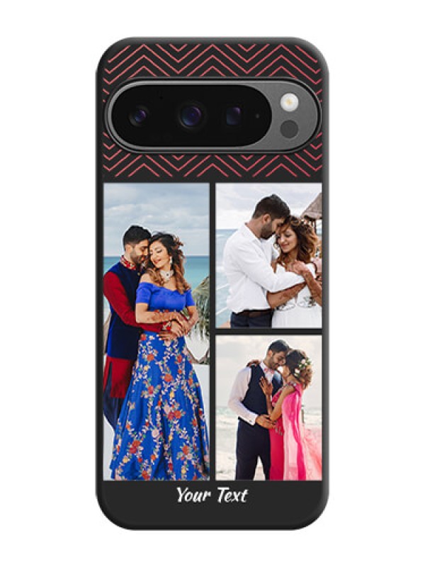 Custom Wave Pattern with 3 Image Holder On Space Black Custom Soft Matte Mobile Back Cover - Google Pixel 9 Pro 5G