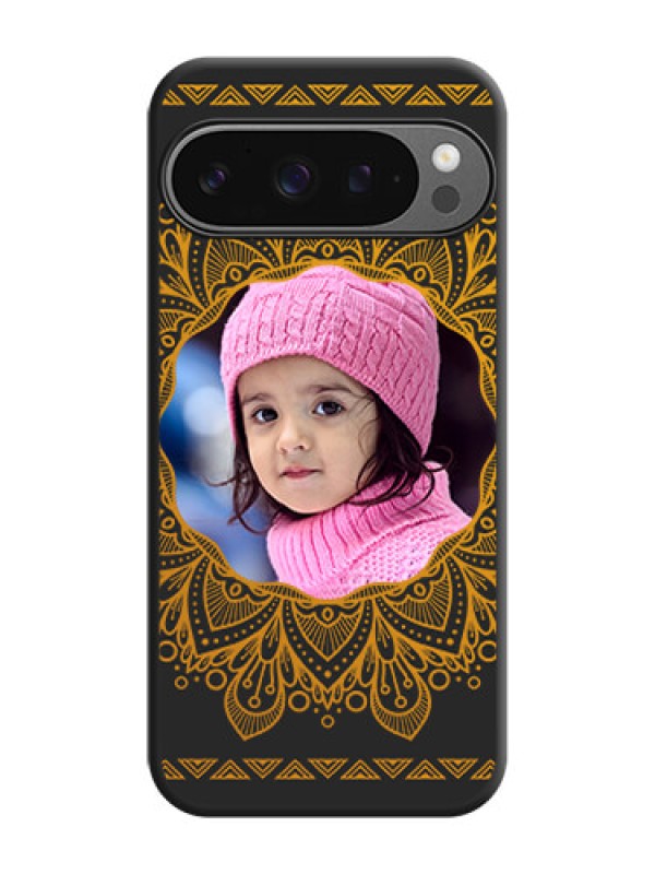 Custom Round Image with Floral Design On Space Black Custom Soft Matte Mobile Back Cover - Google Pixel 9 Pro 5G