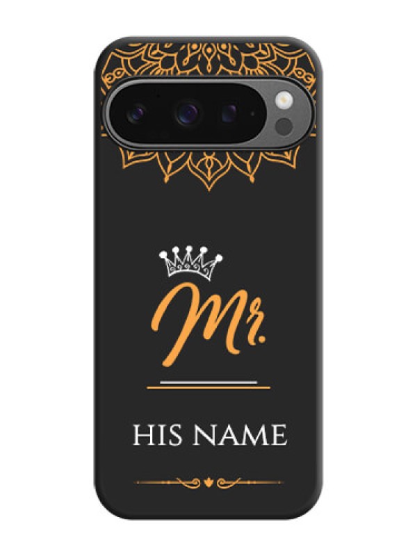 Custom Mr Name with Floral Design On Space Black Custom Soft Matte Mobile Back Cover - Google Pixel 9 Pro 5G