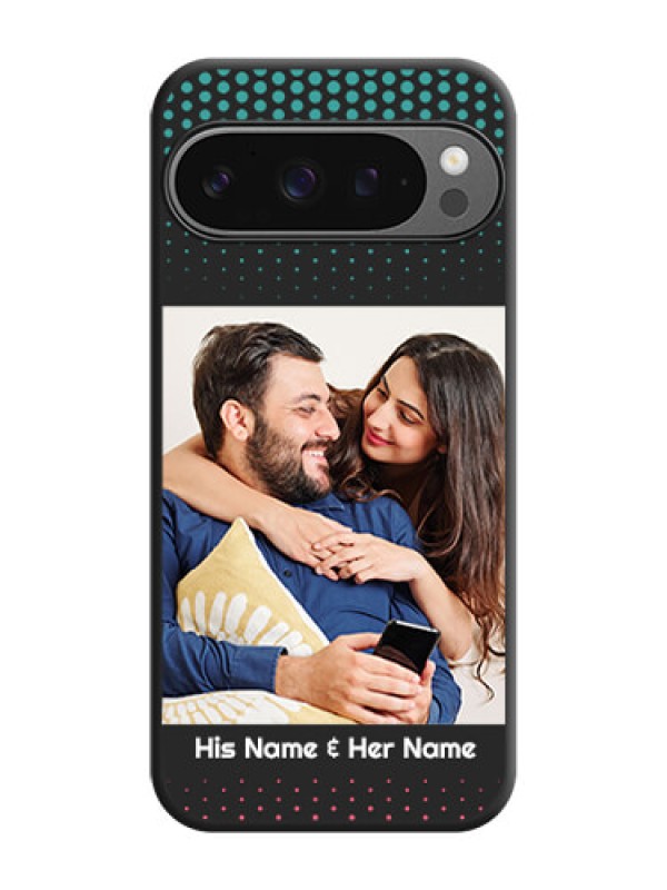 Custom Faded Dots with Grunge Photo Frame and Text On Space Black Custom Soft Matte Mobile Back Cover - Google Pixel 9 Pro 5G