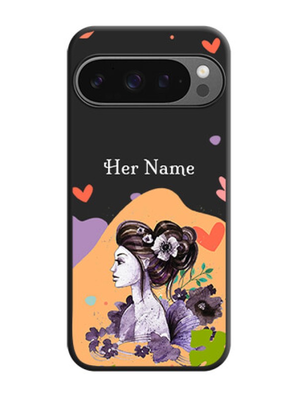 Custom Namecase For Her With Fancy Lady Image On Space Black Custom Soft Matte Mobile Back Cover - Google Pixel 9 Pro 5G