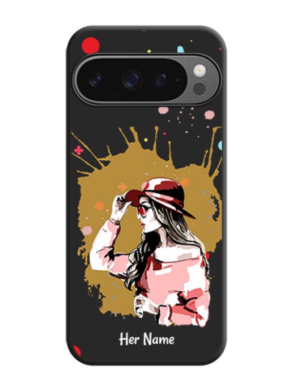 Custom Mordern Lady With Color Splash Background With Custom Text On Space Black Custom Soft Matte Mobile Back Cover - Google Pixel 9 Pro 5G