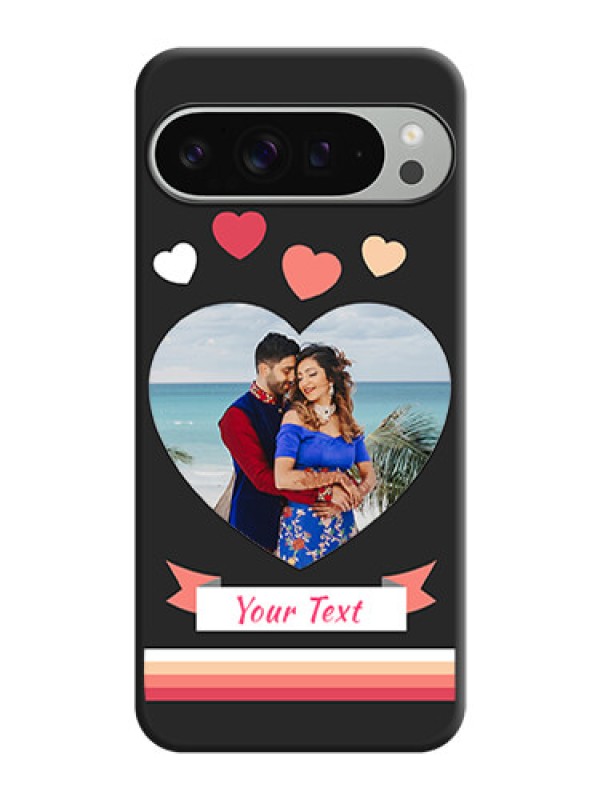 Custom Love Shaped Photo with Colorful Stripes On Space Black Custom Soft Matte Mobile Back Cover - Pixel 9 Pro Xl