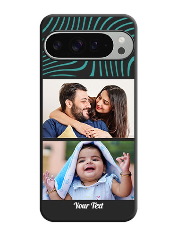 Custom Wave Pattern with 2 Image Holder On Space Black Custom Soft Matte Mobile Back Cover - Pixel 9 Pro Xl