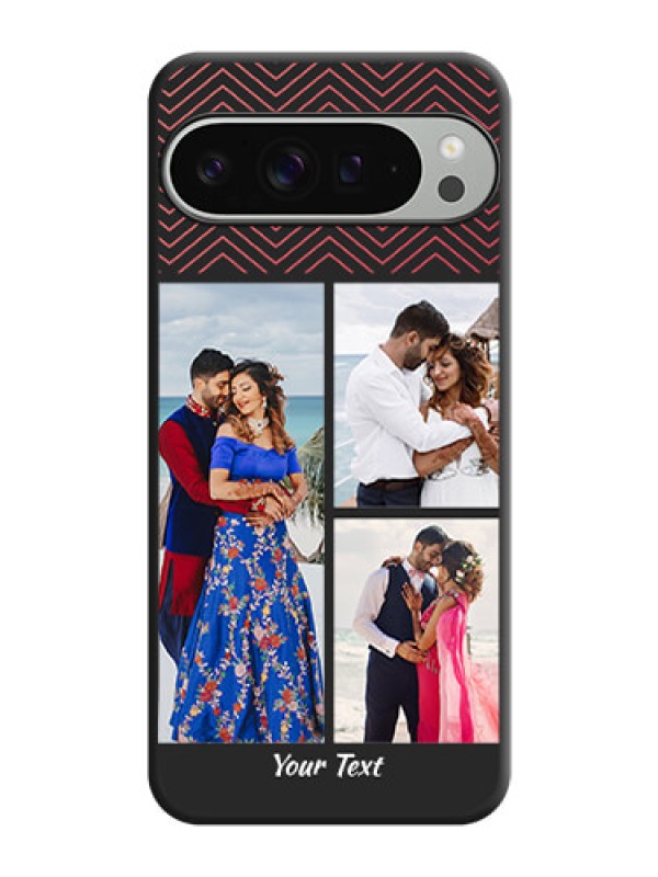 Custom Wave Pattern with 3 Image Holder On Space Black Custom Soft Matte Mobile Back Cover - Pixel 9 Pro Xl