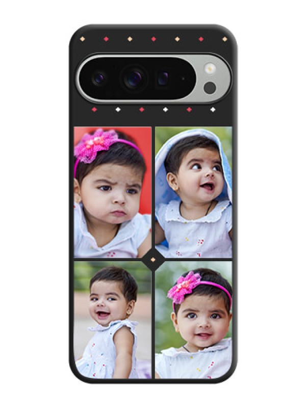 Custom Multicolor Dotted Pattern with 4 Image Holder On Space Black Custom Soft Matte Mobile Back Cover - Pixel 9 Pro Xl