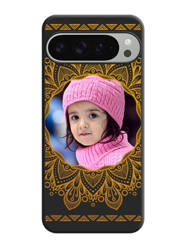 Custom Round Image with Floral Design On Space Black Custom Soft Matte Mobile Back Cover - Pixel 9 Pro Xl