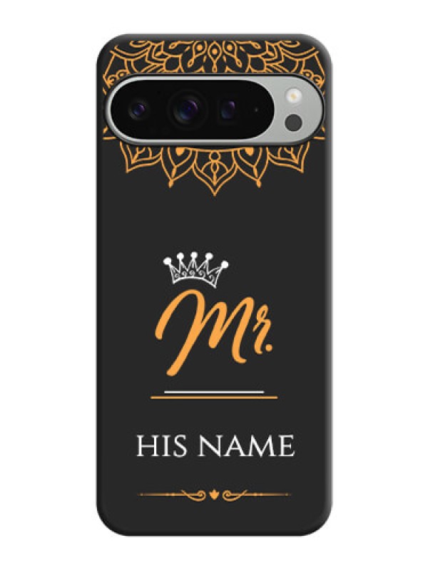 Custom Mr Name with Floral Design On Space Black Custom Soft Matte Mobile Back Cover - Pixel 9 Pro Xl