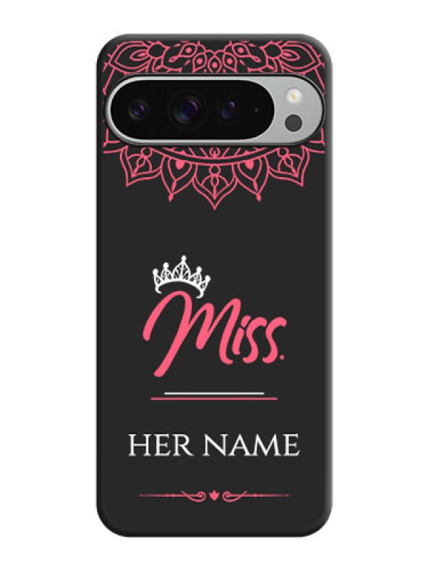 Custom Mrs Name with Floral Design On Space Black Custom Soft Matte Mobile Back Cover - Pixel 9 Pro Xl