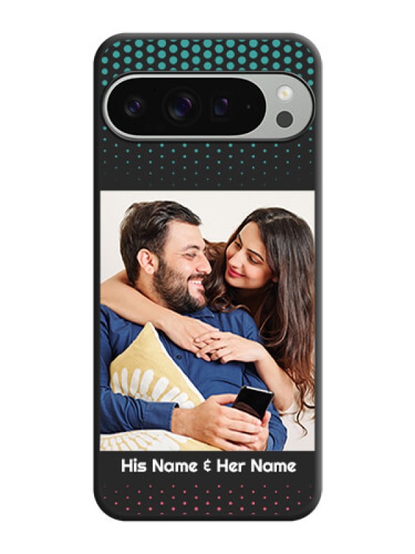 Custom Faded Dots with Grunge Photo Frame and Text On Space Black Custom Soft Matte Mobile Back Cover - Pixel 9 Pro Xl