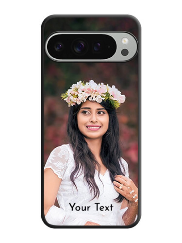 Custom Full Single Pic Upload With Text On Space Black Custom Soft Matte Mobile Back Cover - Pixel 9 Pro Xl