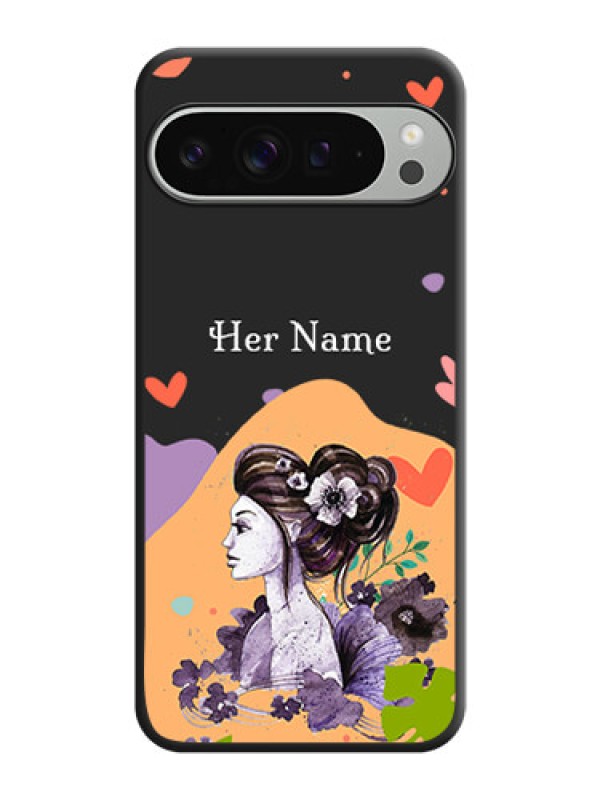 Custom Namecase For Her With Fancy Lady Image On Space Black Custom Soft Matte Mobile Back Cover - Pixel 9 Pro Xl