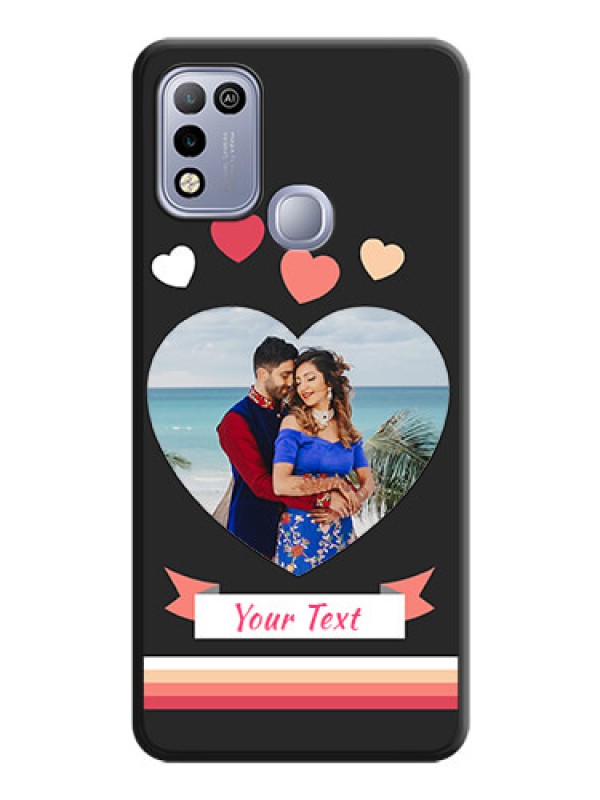 Custom Love Shaped Photo with Colorful Stripes on Personalised Space Black Soft Matte Cases - Infinix Hot 10 Play