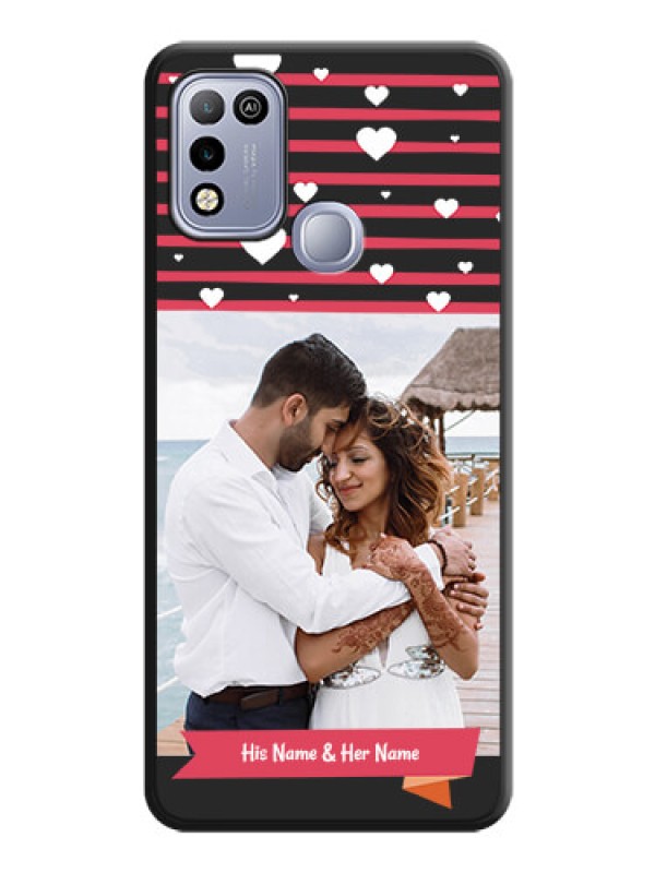 Custom White Color Love Symbols with Pink Lines Pattern on Space Black Custom Soft Matte Phone Cases - Infinix Hot 10 Play