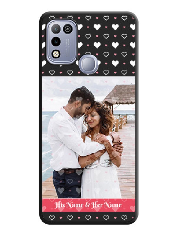 Custom White Color Love Symbols with Text Design on Photo on Space Black Soft Matte Phone Cover - Infinix Hot 10 Play
