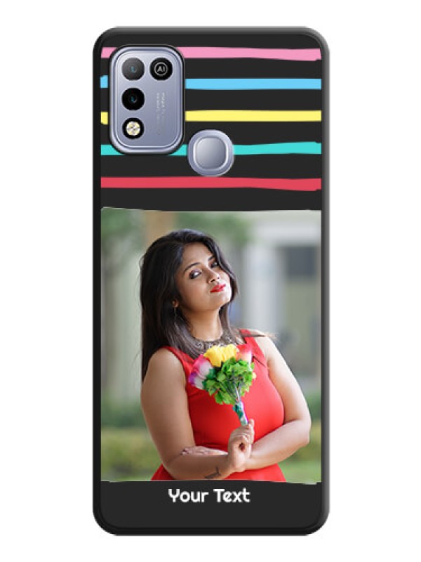 Custom Multicolor Lines with Image on Space Black Personalized Soft Matte Phone Covers - Infinix Hot 10 Play