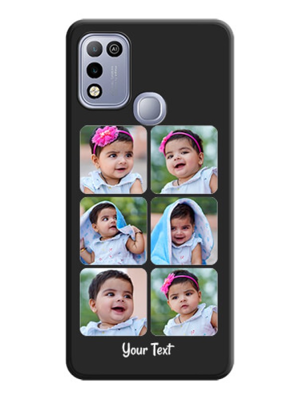 Custom Floral Art with 6 Image Holder on Photo on Space Black Soft Matte Mobile Case - Infinix Hot 10 Play