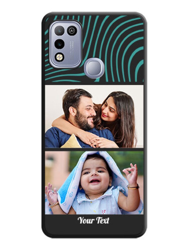 Custom Wave Pattern with 2 Image Holder on Space Black Personalized Soft Matte Phone Covers - Infinix Hot 10 Play