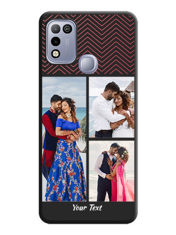 Custom Wave Pattern with 3 Image Holder on Space Black Custom Soft Matte Back Cover - Infinix Hot 10 Play
