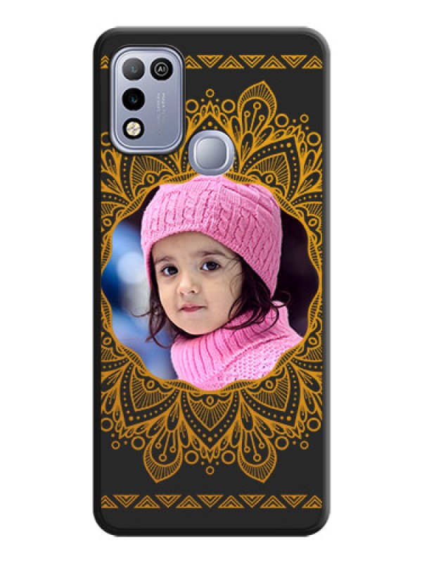 Custom Round Image with Floral Design on Photo on Space Black Soft Matte Mobile Cover - Infinix Hot 10 Play