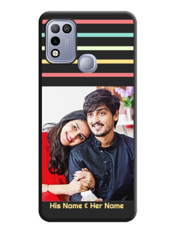 Custom Color Stripes with Photo and Text on Photo on Space Black Soft Matte Mobile Case - Infinix Hot 10 Play
