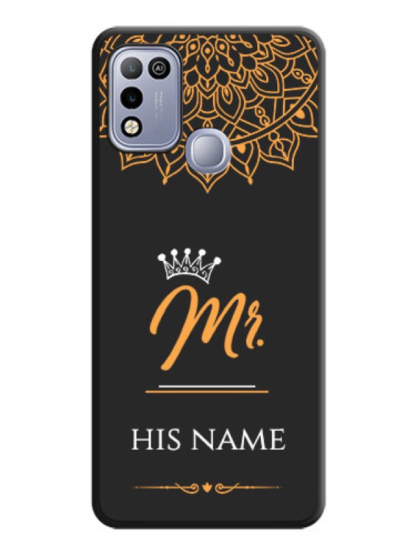 Custom Mr Name with Floral Design on Personalised Space Black Soft Matte Cases - Infinix Hot 10 Play