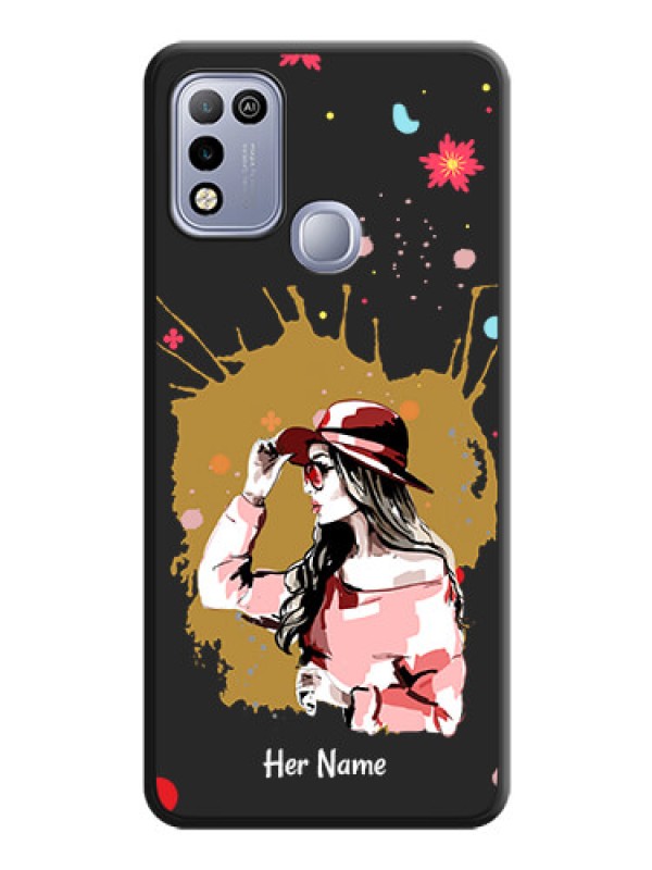 Custom Mordern Lady With Color Splash Background With Custom Text On Space Black Personalized Soft Matte Phone Covers -Infinix Hot 10 Play