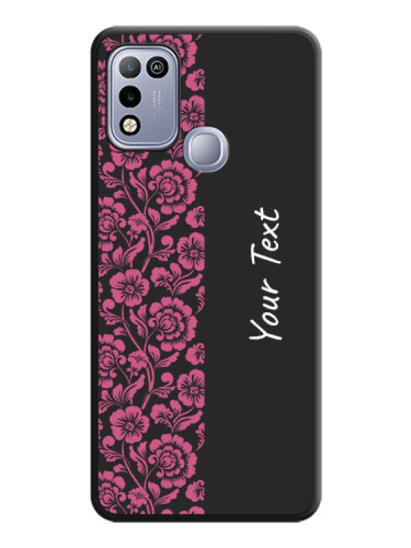 Custom Pink Floral Pattern Design With Custom Text On Space Black Personalized Soft Matte Phone Covers -Infinix Hot 10 Play