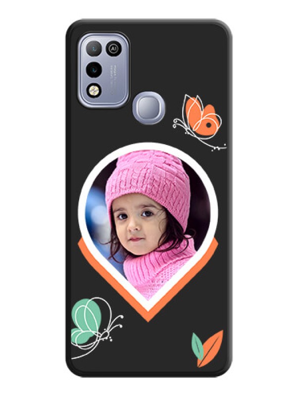 Custom Upload Pic With Simple Butterly Design On Space Black Personalized Soft Matte Phone Covers -Infinix Hot 10 Play